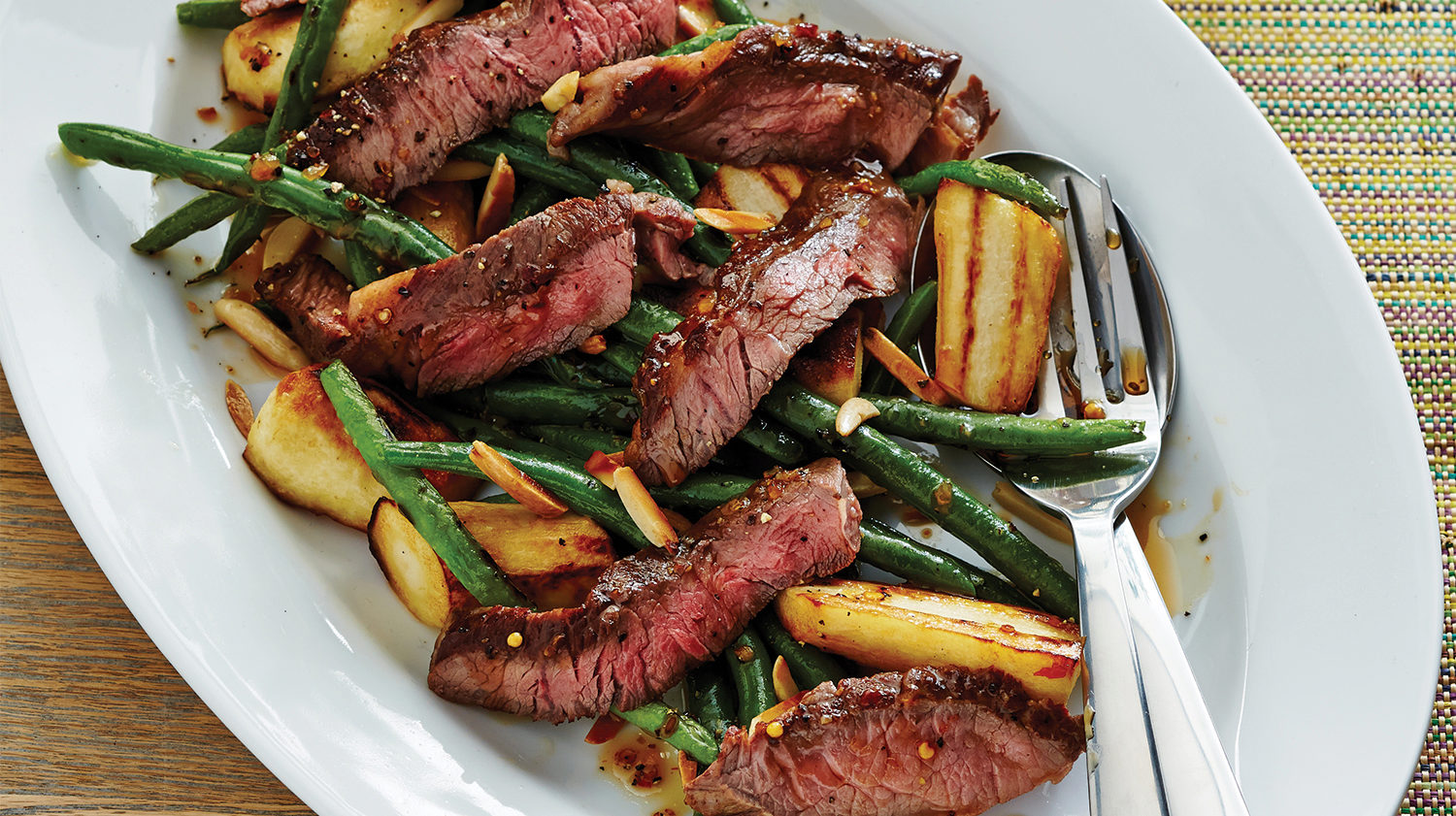 Pan-Fried Steak with Roast Green Beans & Parsnips – West IGA