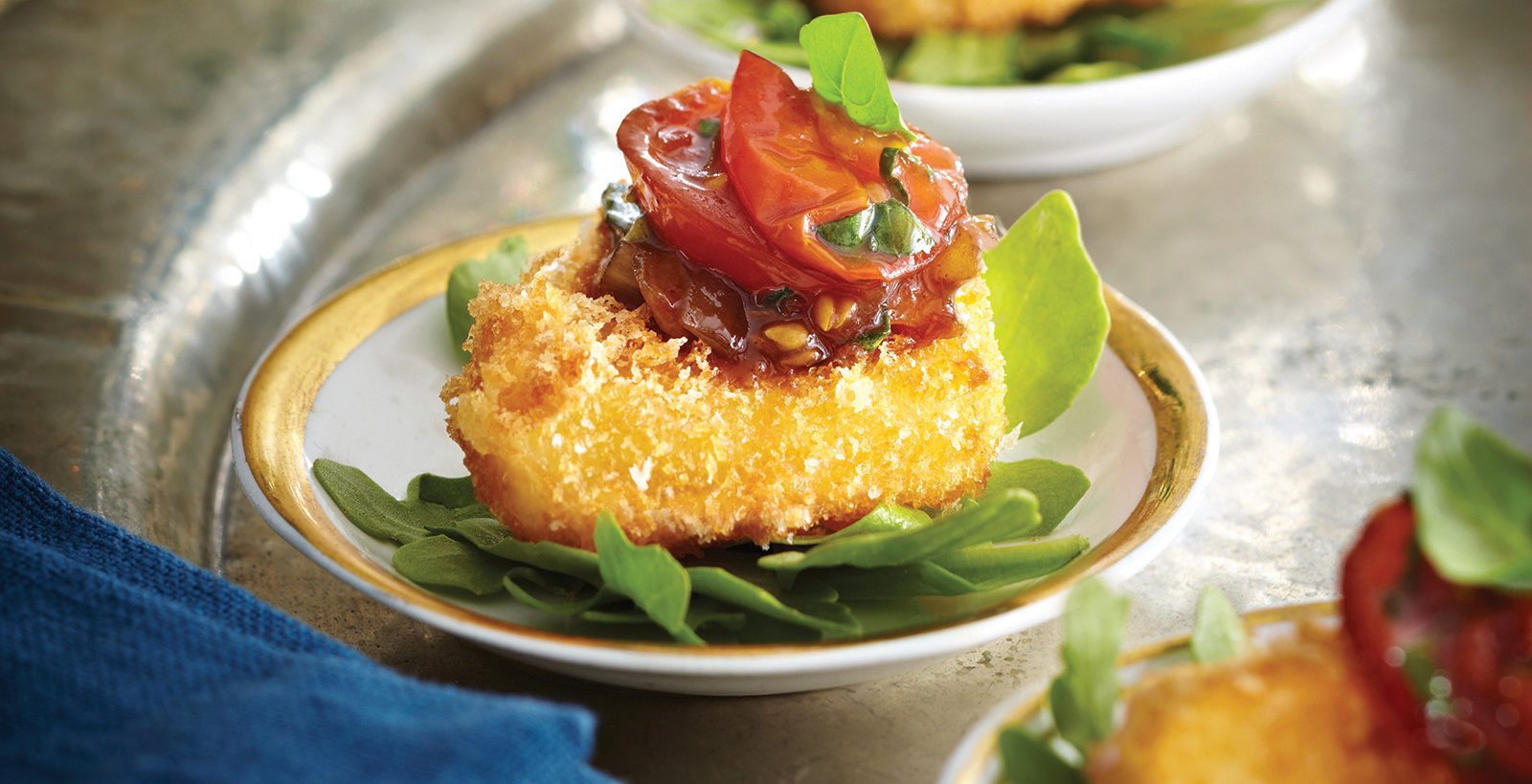 Panko Crusted Cheese with Tomato Basil Confit