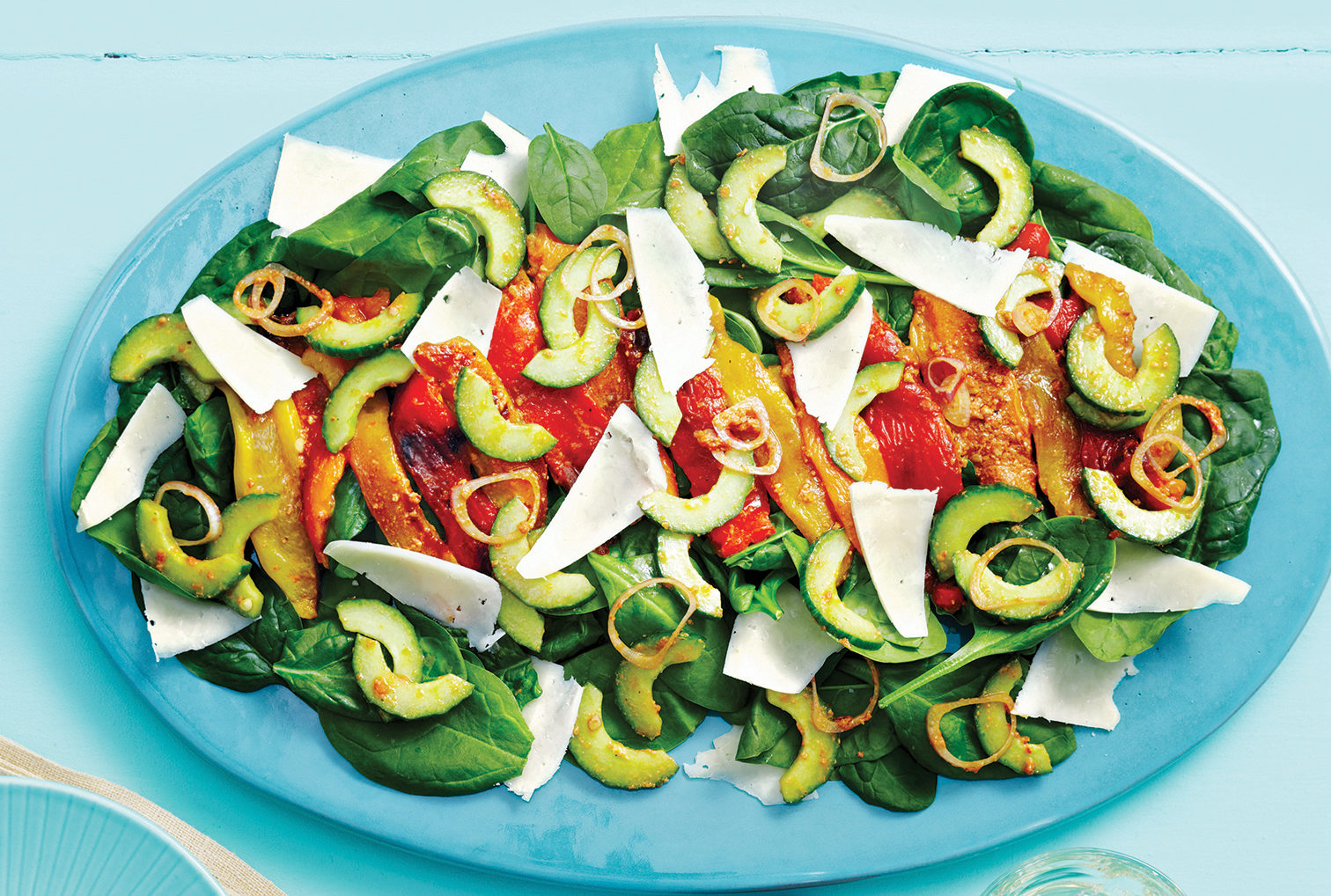 Roasted Peppers & Spinach Salad with Pesto Vinaigrette West IGA
