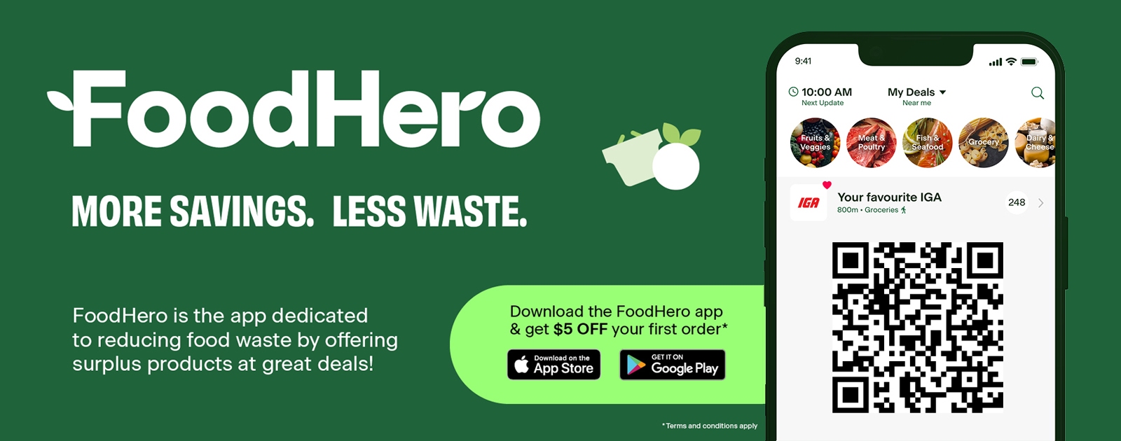 FoodHero - More Savings. Less Waste. FoodHero is the app dedicated to reducing food waste by offering surplus products at great deals!