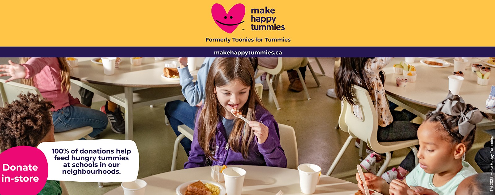 100% of donations help feed hungry tummies at schools in our neighbourhoods.