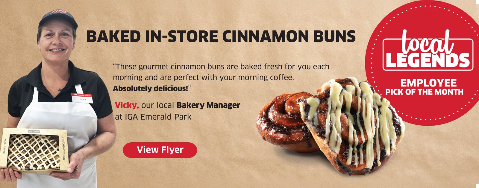 Check out this months Employee Pick! Baked in-store cinnamon buns!