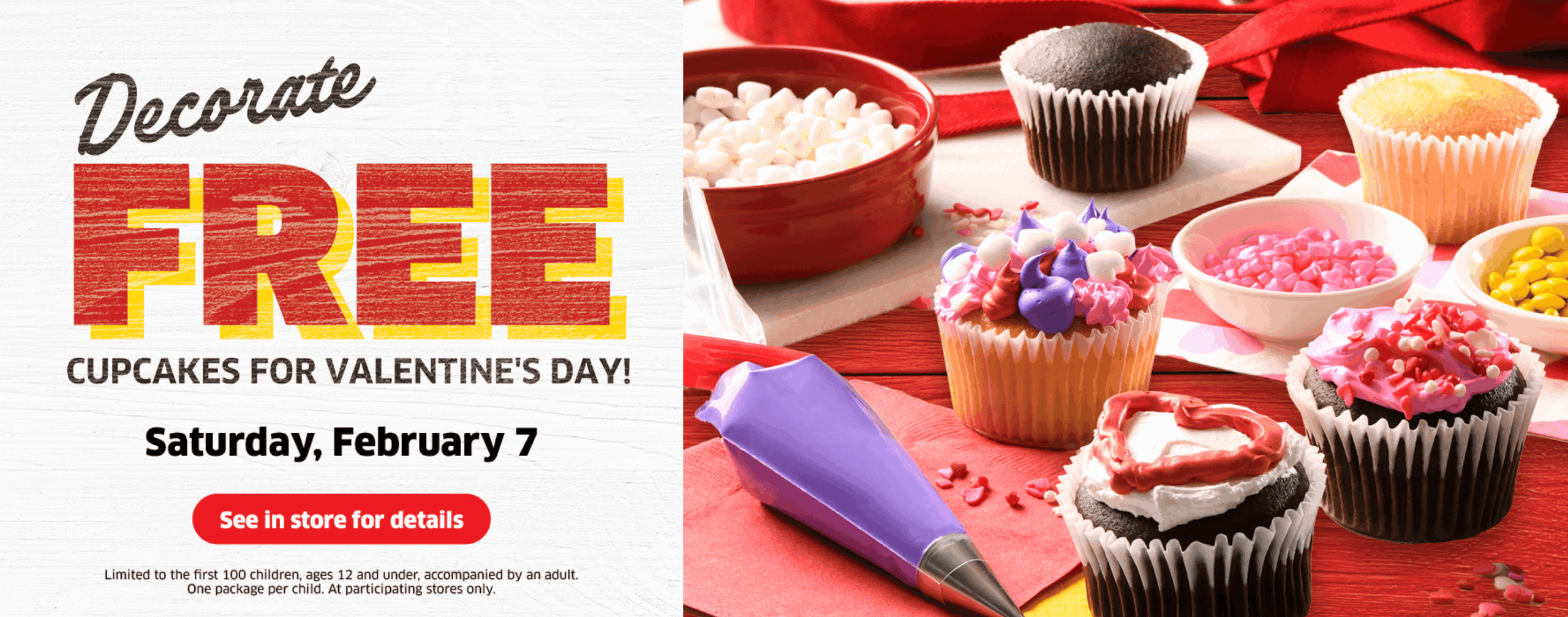 Decorate Free Cupcakes for Valentine's Day.