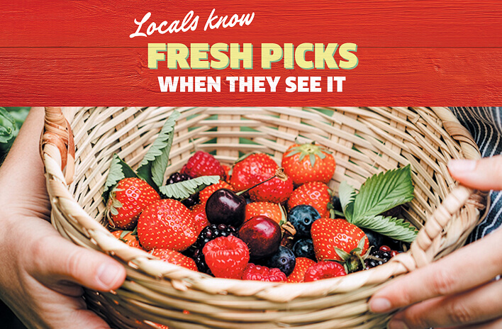 Locals know summer’s fresh picks with strawberries and blueberries.